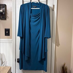 Jones New York Teal Sleeveles Dress and attached Shrug - Plus Size 16W  NWOT